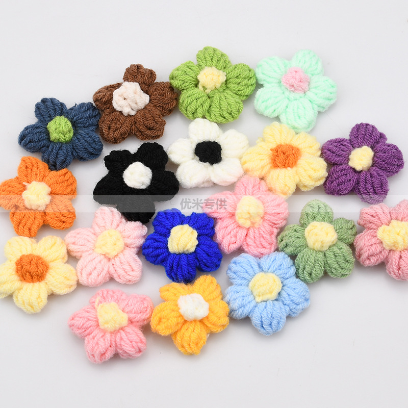 Craft Embellishment - Handmade Crochet Five Petal Flower Appliques,