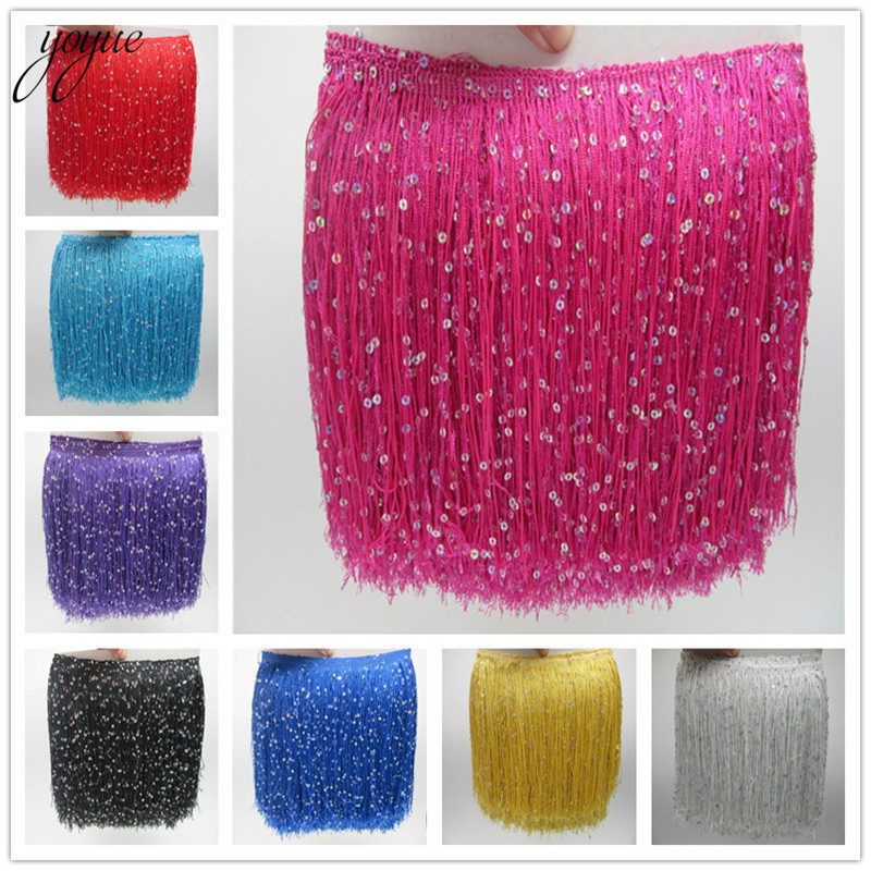 Beaded Trim Fringe - YOYUE 1Yard 20CM Long Polyester Sequins