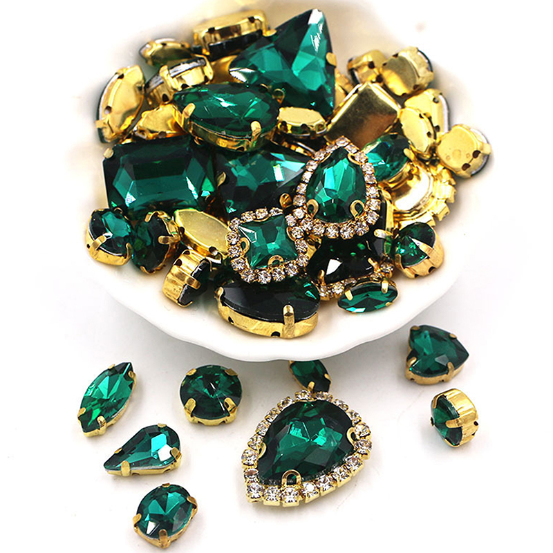 Sew On Rhinestone - 50Pcs 24 Color Mixed Shape Glass