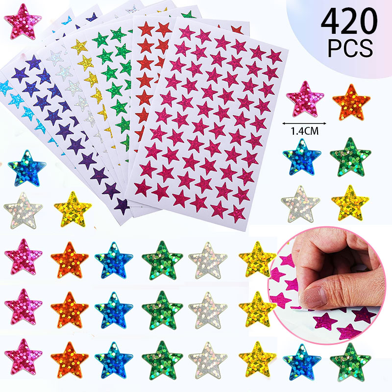 420Pcs Star Stickers Sparkly H - Glitter Vinyl Roll recension och pris