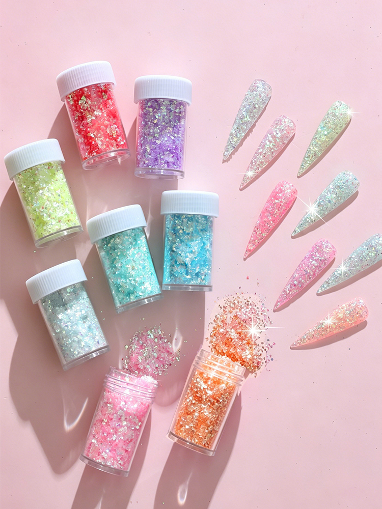 8 Colors Holographic Nail Flak - Glitter Vinyl Roll recension och pris