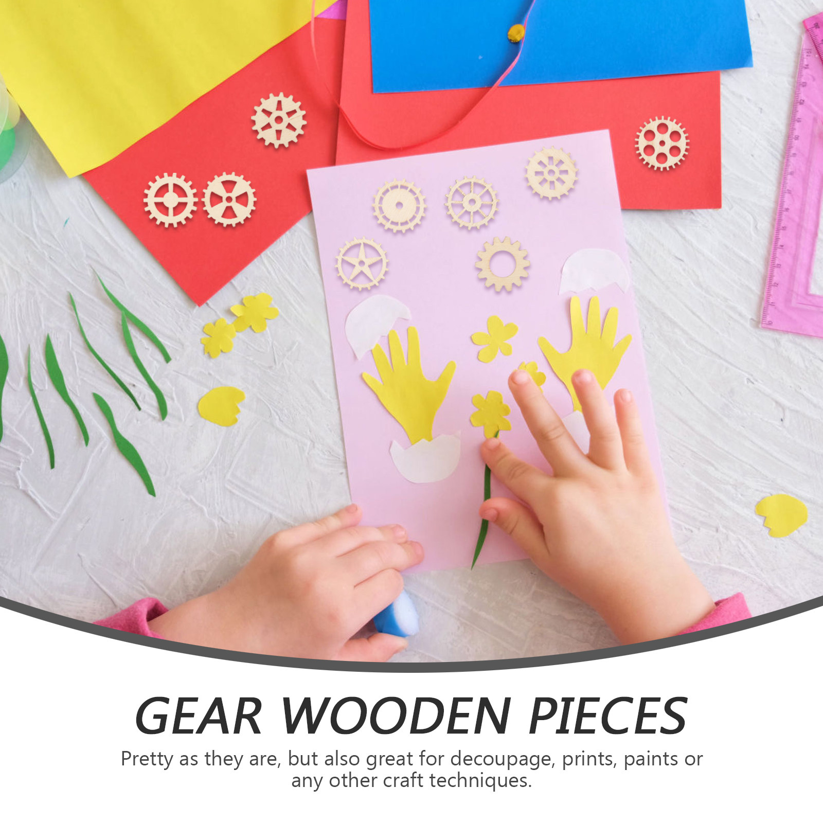 100Pcs Wooden Gear Pieces 25Mm - Craft Embellishment recension och pris
