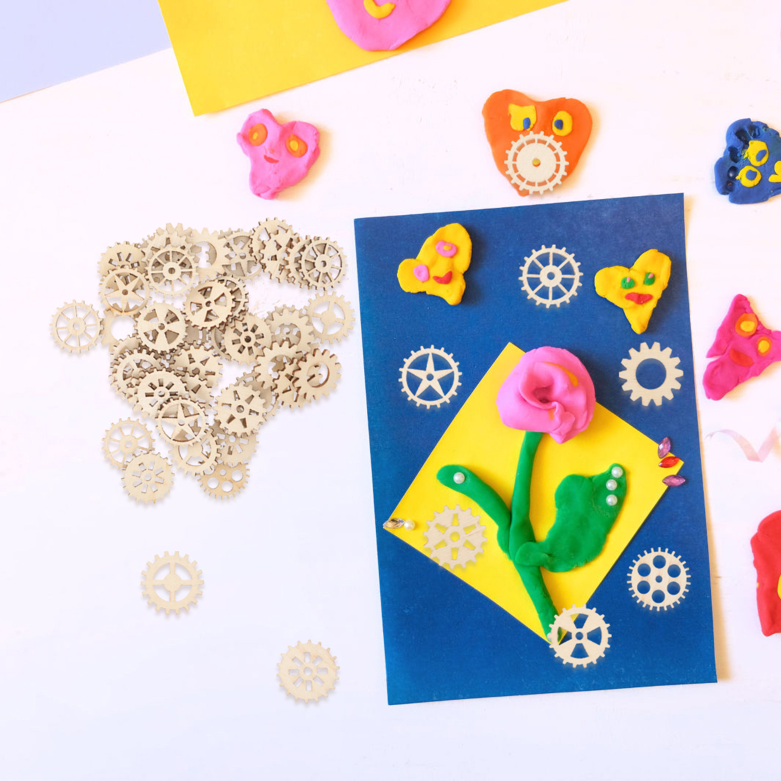100Pcs Wooden Gear Pieces 25Mm - Craft Embellishment recension och pris
