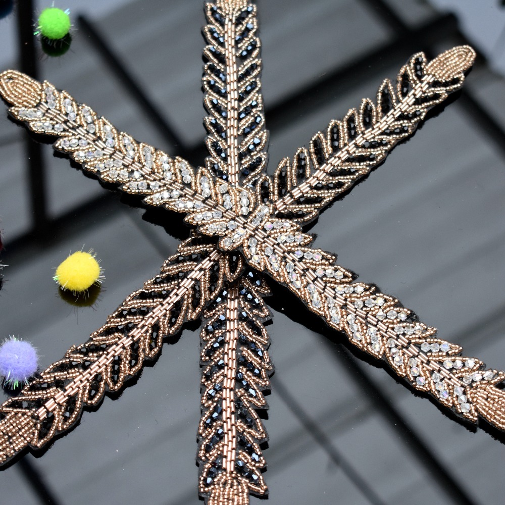 Long leaves leaf handmade appl - Beaded Trim Fringe recension och pris