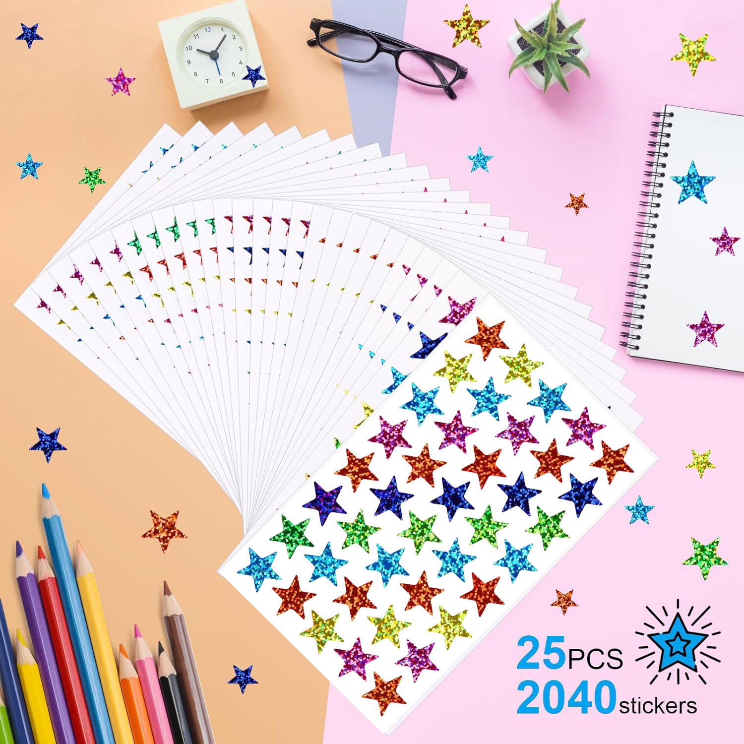 25 sheets Star Stickers 2040pc - Glitter Vinyl Roll recension och pris