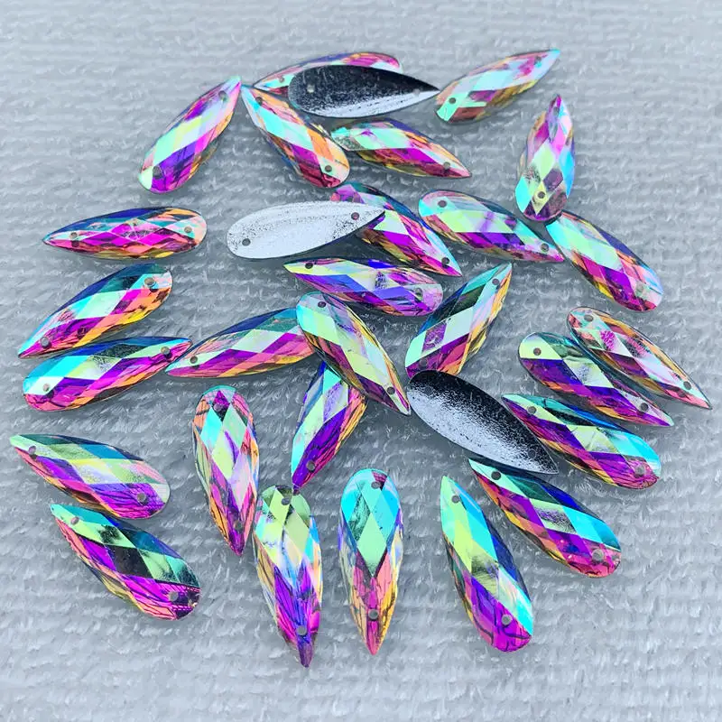40pcs 8*22mm Sewing white AB D - Sew On Rhinestone recension och pris