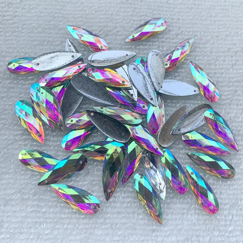40pcs 8*22mm Sewing white AB D - Sew On Rhinestone recension och pris
