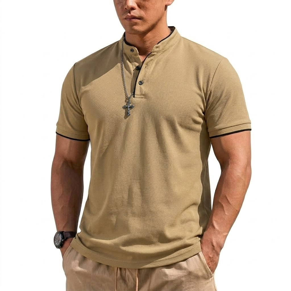 Summer Short Sleeve Henley Shi - Embellish Knit recension och pris