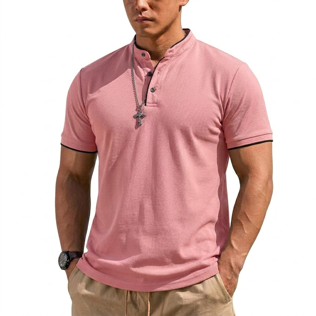 Summer Short Sleeve Henley Shi - Embellish Knit recension och pris
