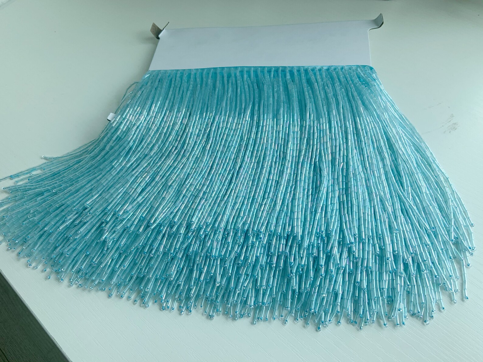 1 Yard Light Blue Bead Fringe  - Beaded Trim Fringe recension och pris
